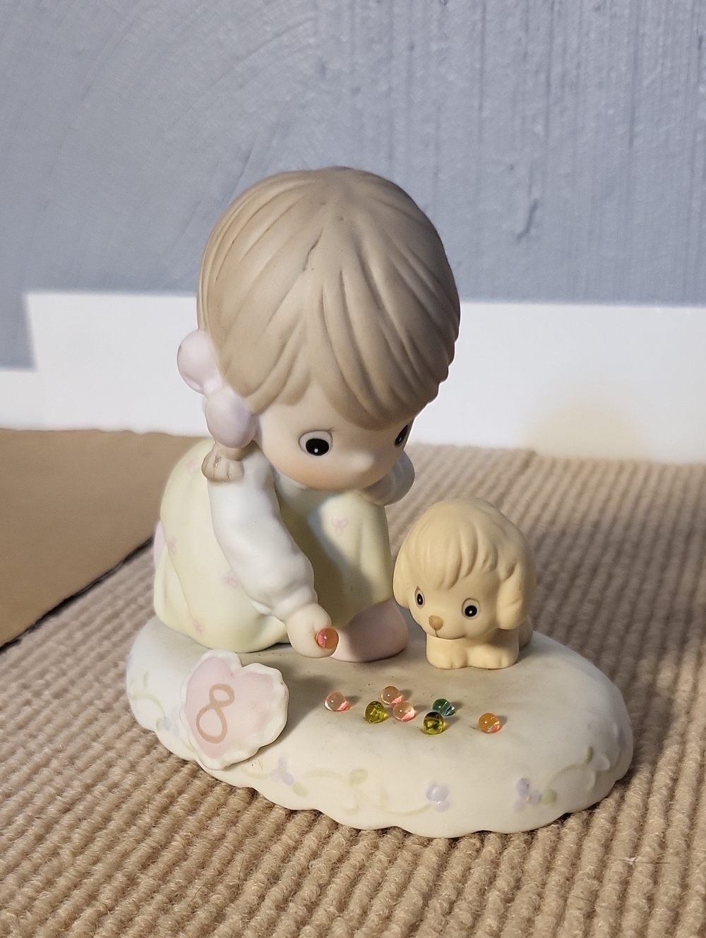 Precious Moments Little Girl with Puppy Figurine - Cream and Pastel Accents